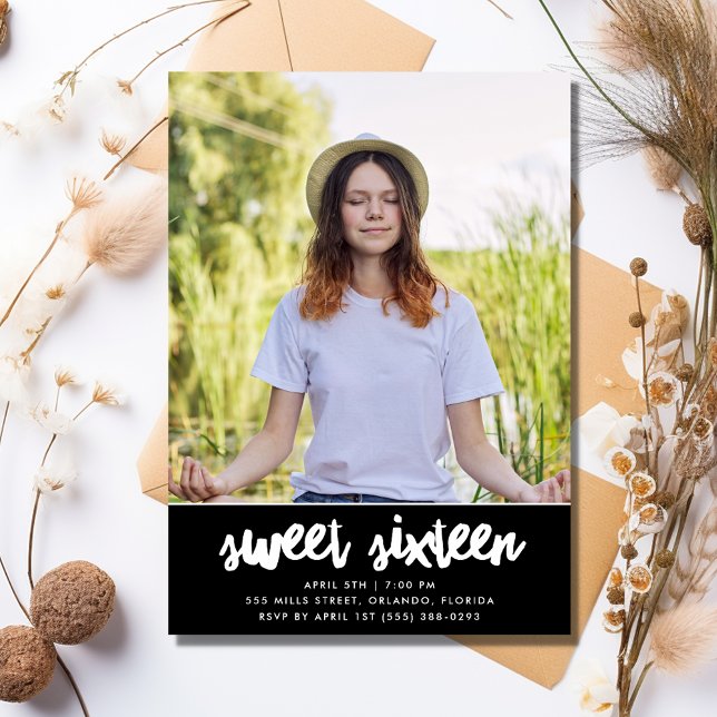 16 . Geburtstag Foto Birthday Party Einladung (Sweet Sixteen Photo Birthday Party Invitation)