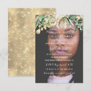 16. Geburtstag Foto Blume Brunch Spark Gold Einladung