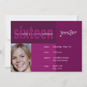 16. Geburtstag Foto Einladung
