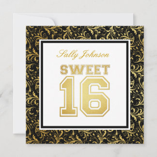 16 . Geburtstag Geburtstag der Black and Gold Dama Einladung