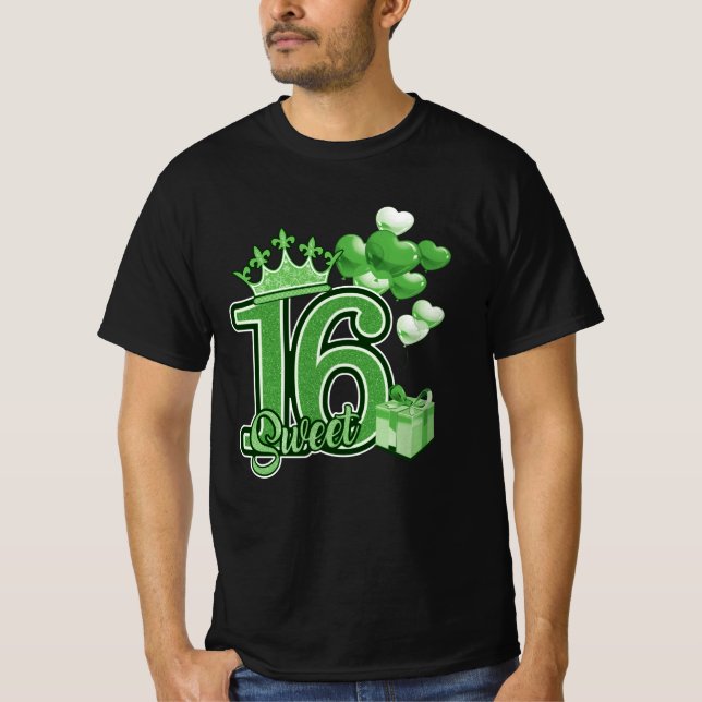 16 . Geburtstag Geburtstag Grün T-Shirt (Vorderseite)