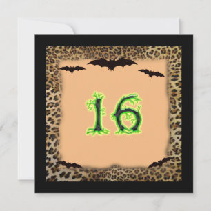16 . Geburtstag Geburtstag, Halloween, Fledermäuse Einladung