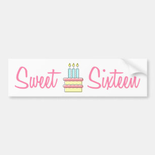 16. Geburtstag (Geburtstags-Kuchen) Autoaufkleber