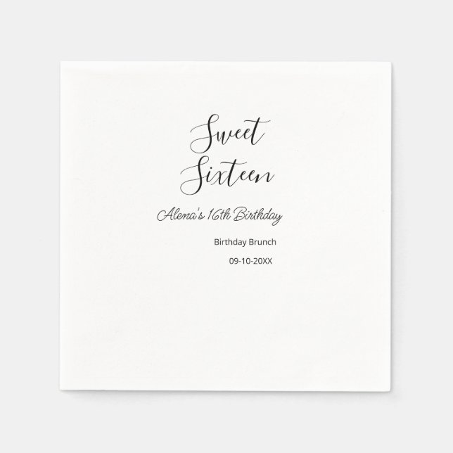 16 . Geburtstag Geburtstagsbrunch 16. Serviette (Vorderseite)