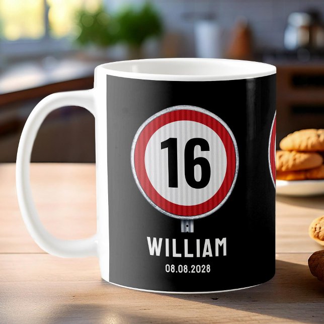 16. Geburtstag Geschwindigkeitsbegrenzung Kaffeetasse (Von Creator hochgeladen)