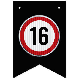 16. Geburtstag Geschwindigkeitsbegrenzung Wimpelkette