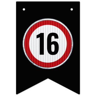 16. Geburtstag Geschwindigkeitsbegrenzung Wimpelkette