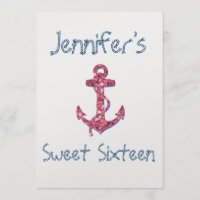 16. Geburtstag Girly, Spaß, rosa Glitzer-Anker