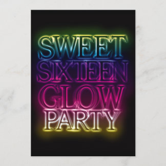 16 . Geburtstag GLOW PARTY Glow in der Dunkelheit Einladung