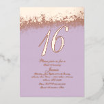 16 . Geburtstag Gold Pressed Glitzer Lavender Folieneinladung<br><div class="desc">Sweet 16 Einladungen mit Real Foil Glitzer Lavender</div>