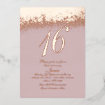 16 . Geburtstag Gold Pressen Glitzer Blush Foil Folieneinladung<br><div class="desc">Sweet 16 Einladungen mit Real Foil Glitzer Blush</div>