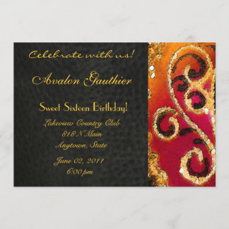 16. Geburtstag-Goldrolle-Anlass-Einladung Einladung