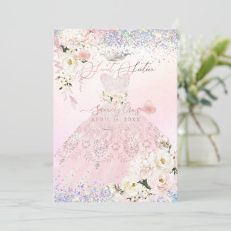 16 . Geburtstag Holographic Dream Blush Pink Dress Einladung
