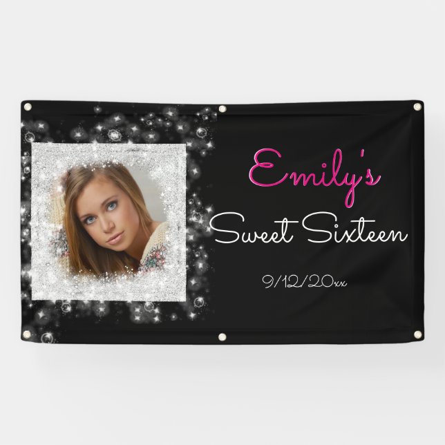 16 . Geburtstag, Imitats Glitzer, Benutzerdefinier Banner (Horizontal)