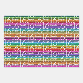16. Geburtstag Individuelle Name Geschenkpapier Set