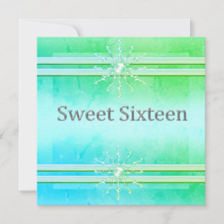 16 . GEBURTSTAG INVITATION Hellgrünes Kristall Einladung