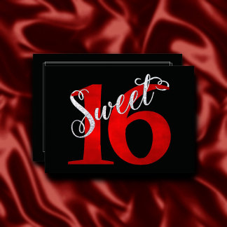 16. Geburtstag | Klassische Rot-Schwarz-Grunge-Was Einladung