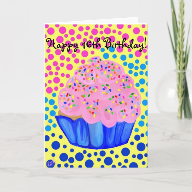 16. Geburtstag-Kuchen-Geburtstags-Karte Karte (Vorderseite)