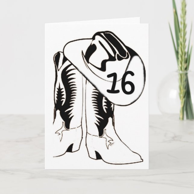 "16. GEBURTSTAG" LAND WESTERN STYLE KARTE (Vorderseite)