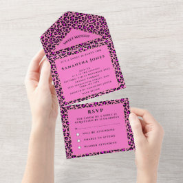 16 . Geburtstag Leopard Print Girl Hübsch Pink All In One Einladung