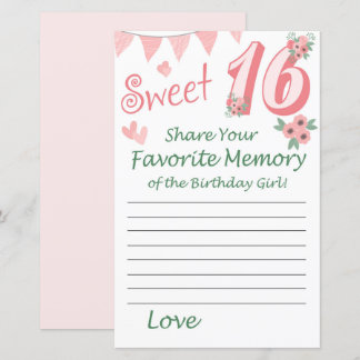 16. Geburtstag Lieblingsgedächtnis des Geburtstags