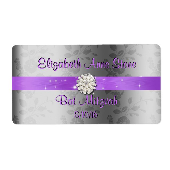 16 . Geburtstag, Lila & Perlen Wasserflaschen (Vorne)