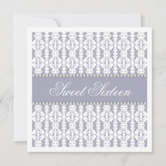 16 . Geburtstag Lila White Damask Lace Jewel Party Einladung