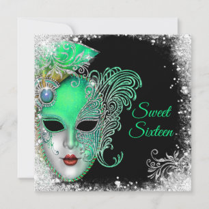 16 . Geburtstag, Maskenball, Einladung Glitzer
