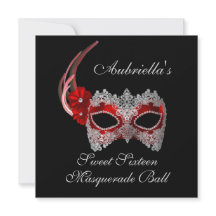 "16. Geburtstag-Maskerade-Ball-" rote/weiße Maske