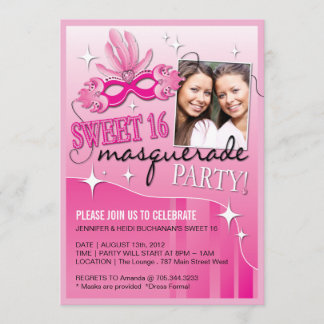 16. GEBURTSTAG-MASKERADE-EINLADUNG EINLADUNG