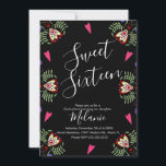 16 . Geburtstag Mexican Fiesta Floral Heart Black Einladung<br><div class="desc">Quince 16 . Geburtstag Mexikanische Fiesta Einladungen</div>