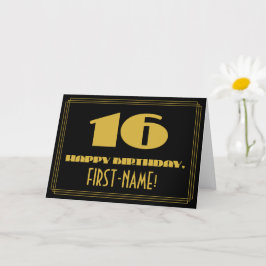 16. Geburtstag: Name + Art Deco Inspiriert Look "1 Karte