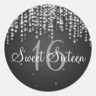 16 . Geburtstag Night Dazzle Black Runder Aufkleber