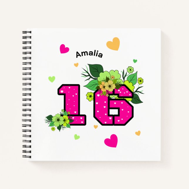 16 . Geburtstag Notizbuch (Vorderseite)