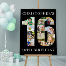 16. Geburtstag Nummer 16 FotoCollage Personalisier