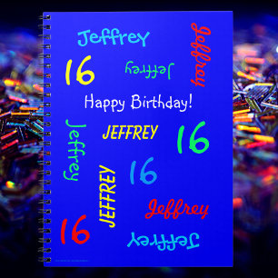 16. Geburtstag Party Blue Guest Book, Name, Spiral Notizblock