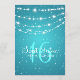 16. Geburtstag-Party-funkelndes Kettenblau Einladung