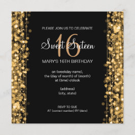 16 . Geburtstag Party Glitzern Gold Einladung