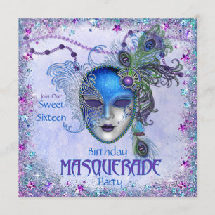 16 . Geburtstag Peacock Masquerade Party Einladung