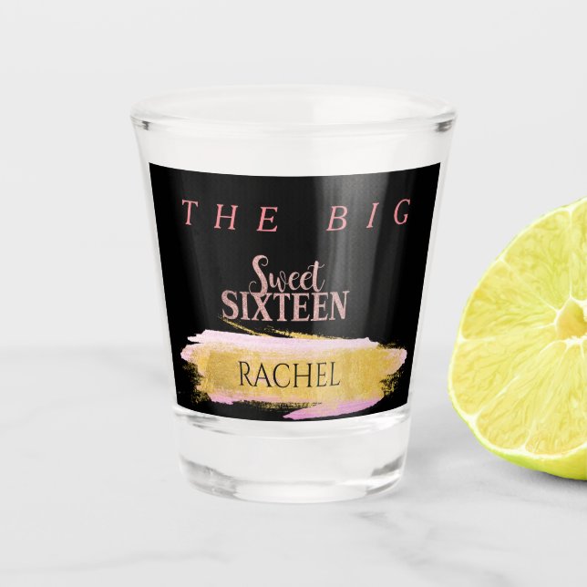 16. Geburtstag Personalisiertes Shot Glass Schnapsglas (Vorderseite)