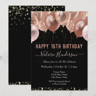 16. Geburtstag Pink Balloons Einladung