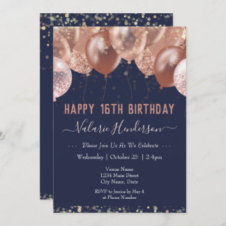16. Geburtstag Pink Balloons Einladung