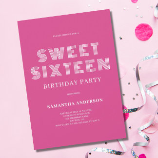 16 . Geburtstag Pink Birthday Einladung