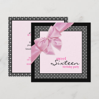 16 . Geburtstag Pink Black Birthday Party Einladung