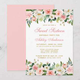 16 . Geburtstag Pink Blues Einladung