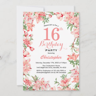 16. Geburtstag Pink Boho Botanische Blume Einladung