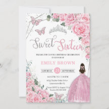 16 . Geburtstag Pink Floral Princess Silver Birthd