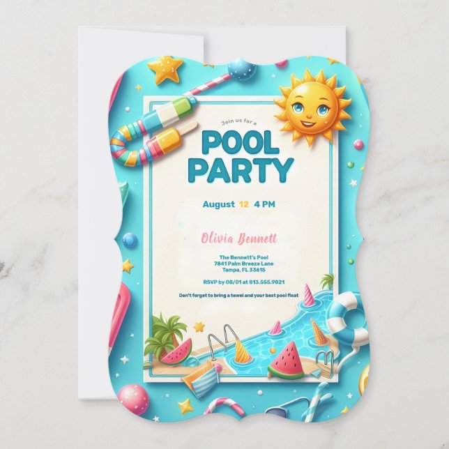16 . Geburtstag Pool Party Sommerschwimmbad Geburt (Vorderseite)