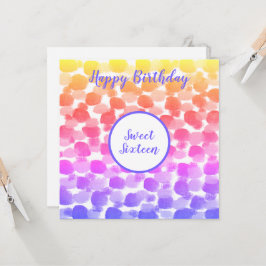 16 . Geburtstag Rainbow Color Watercolor Geburtsta Karte