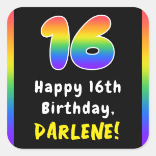 16. Geburtstag: Rainbow Spectrum # 16, Individuell Quadratischer Aufkleber